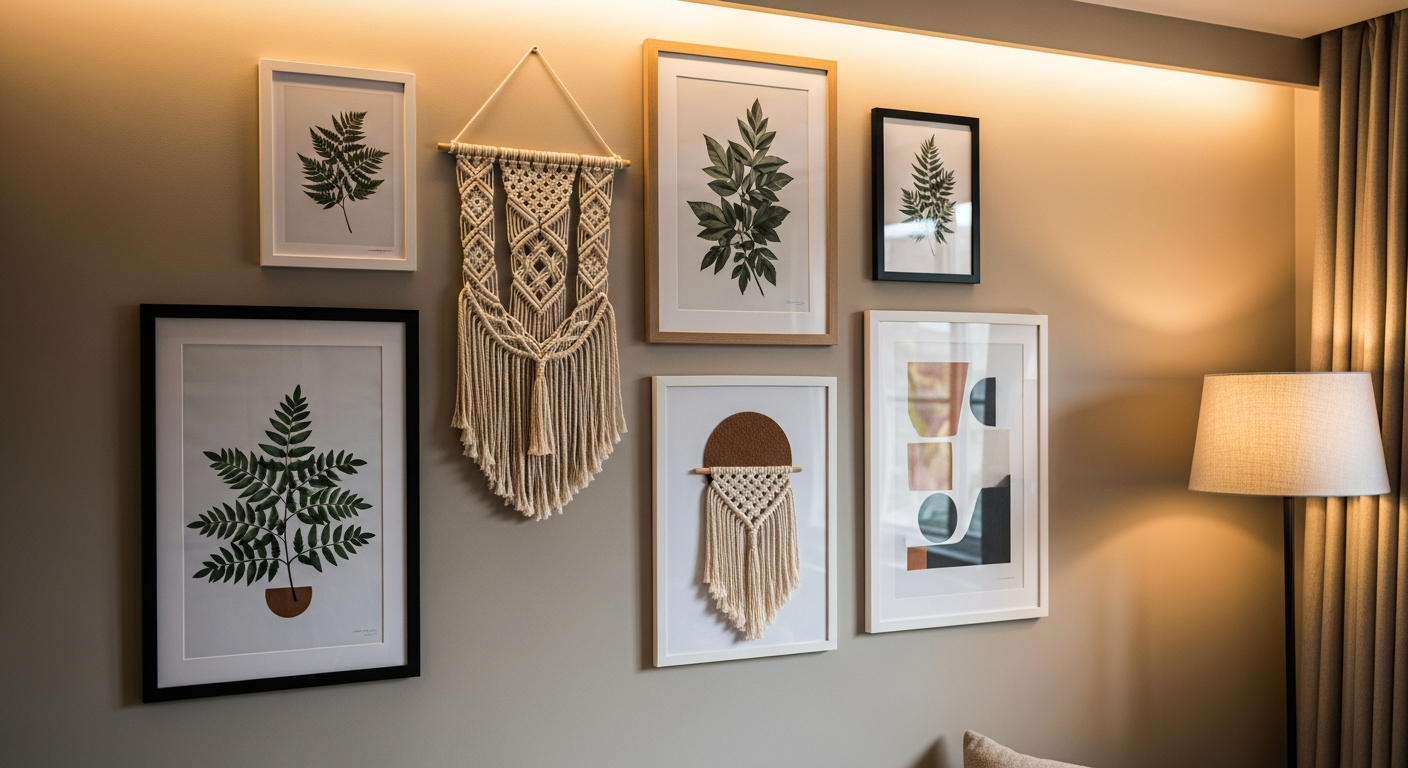 Красивая настенная композиция в интерьере