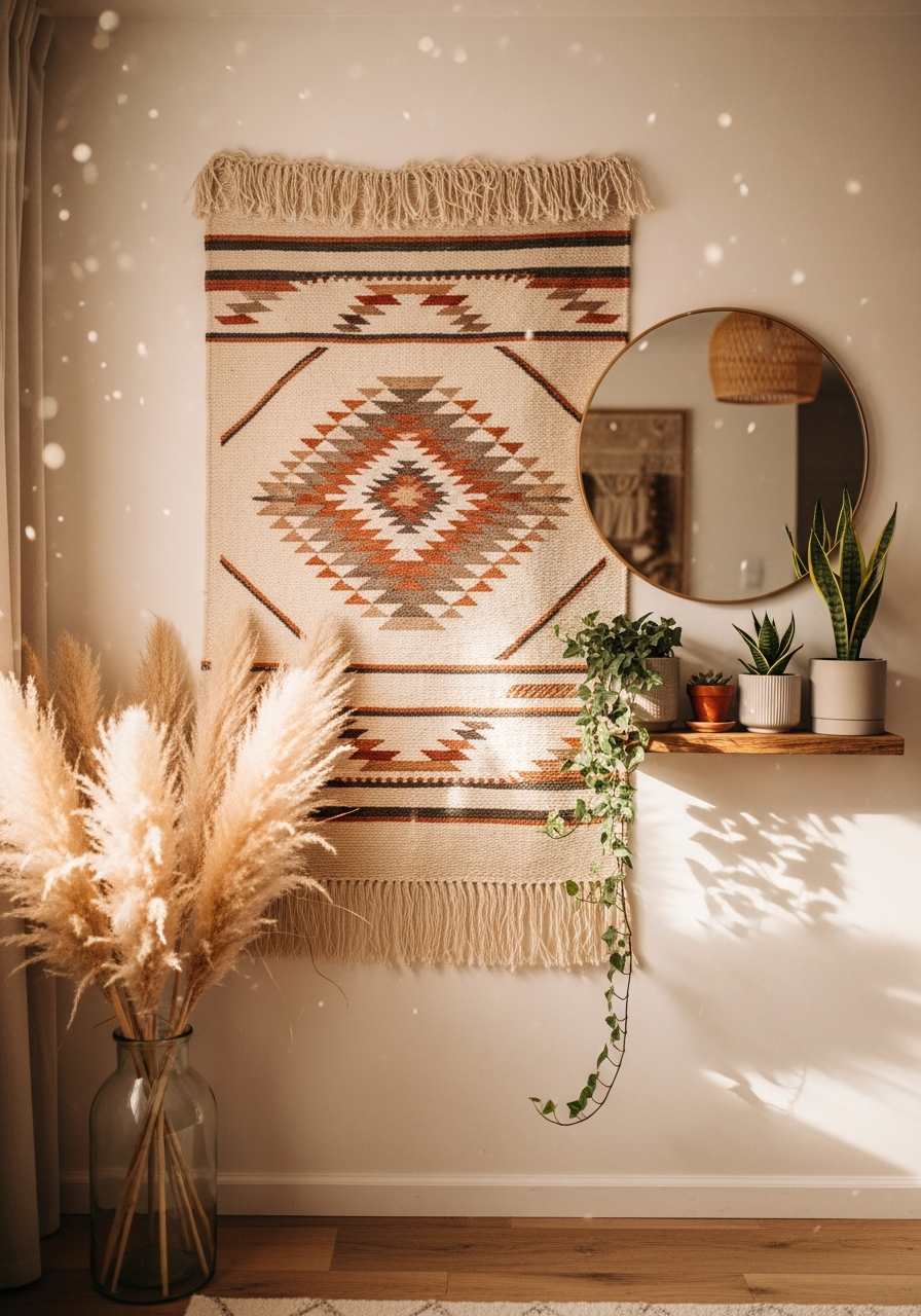 Пример настенного декора в бохо-стиле